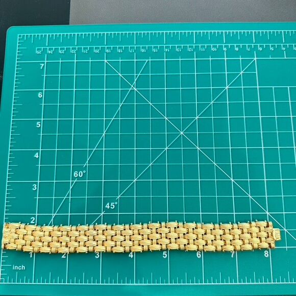 925 Sterling Silver Gold Plated Vintage Italy Rattan Link Bracelet 8" - Picture 6 of 8